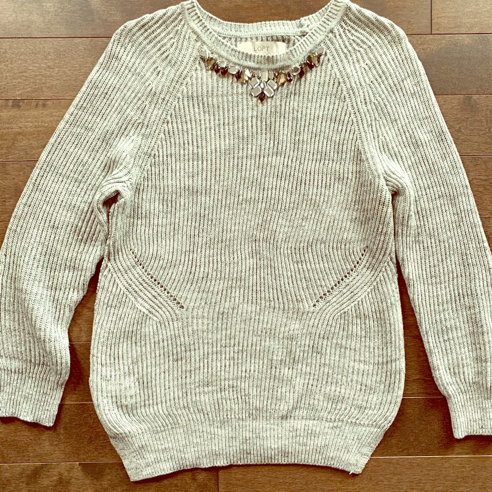 LOFT Jeweled neckline sweater